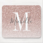 Girly Rose Gold Blush Pink Glitter Monogram Name