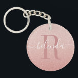 Girly Rose Gold Blush Pink Monogram Name  Key Ring<br><div class="desc">A pretty pink monogram key chain that is so girly and pretty. Makes a fun sweet 16 gift. Classy,  Chic,  & modern design. You will love it! Designed for you by Blackberry Boulevard.</div>