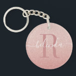 Girly Rose Gold Blush Pink Monogram Name  Key Ring<br><div class="desc">A pretty pink monogram key chain that is so girly and pretty. Makes a fun sweet 16 gift. Classy,  Chic,  & modern design. You will love it! Designed for you by Blackberry Boulevard.</div>