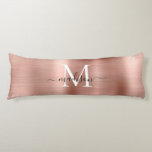 Girly Rose Gold Brushed Metal Monogram Script Name Body Cushion<br><div class="desc">Girly Rose Gold Brushed Metal Monogram Script Name Body Pillow</div>