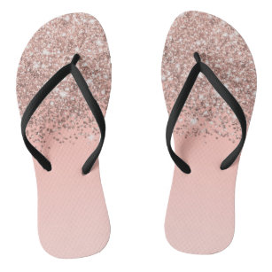 Girly Rose Gold Confetti Pink Gradient Ombre Thongs