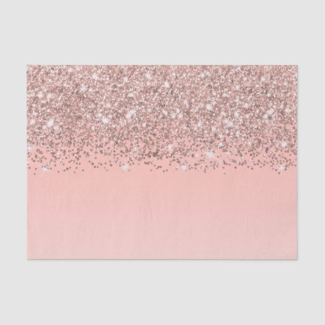 Girly Rose Gold Confetti Pink Gradient Ombre Tissue Paper (Front)