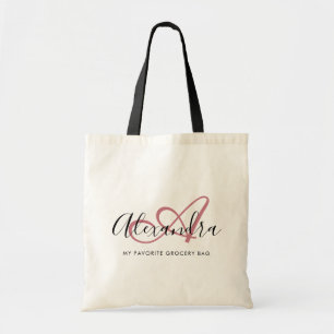 Girly Rose Gold Elegant Script Name Monogram  Tote Bag