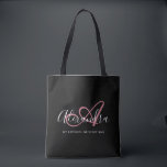 Girly Rose Gold Elegant Script Name Monogram  Tote Bag<br><div class="desc">Personalise your beautiful monogrammed trendy black Grocery Tote Bag! The text below may be personalised to your preferred sentence or even your full name; you can also delete it if you prefer. If you need help, please let us know at belytaliarecipes@gmail.com, and we will be glad to assist you. ©...</div>