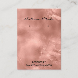 Girly Rose Gold Faux Foil Earring Display Business Card