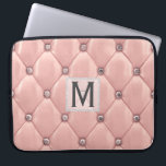 Girly Rose Gold Faux Leather|Diamonds Monogrammed Laptop Sleeve<br><div class="desc">Protect your precious MacBook or Windows laptop with this stylish, girly rose gold faux leather & diamonds laptop case. Add your initial to make it uniquely your own. Use "customise further" to edit or delete layers such as the monogram layer, change font or font colour. Part of a collection. I'm...</div>