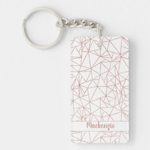 Girly Rose Gold Geometric Copper Polygon Photo Key Ring