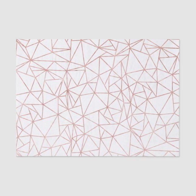 Girly Rose Gold Geometric Copper Polygon Tissue Paper (Front)
