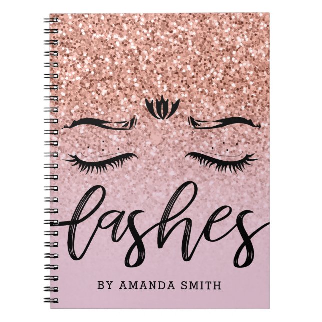 Girly Rose Gold Glitter Appointment Notebook (Front)