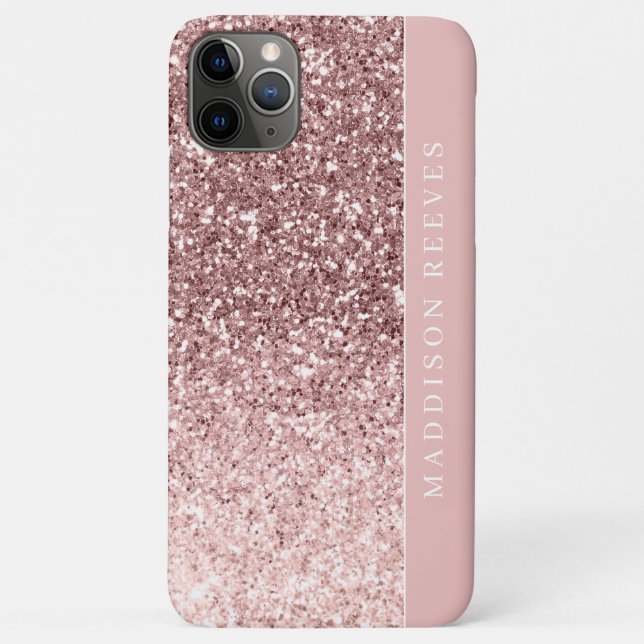 Girly Rose Gold Glitter Blush Monogram Case-Mate iPhone Case (Back)