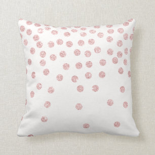 girly rose gold glitter confetti polka dots cushion