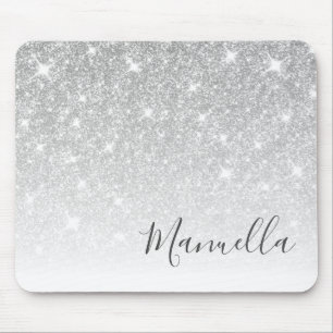 Girly Rose Gold Glitter Custom Name Monogram Mouse Pad