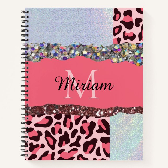 Girly Rose Gold Glitter Drips Blush Pink Modern Notebook (Front)