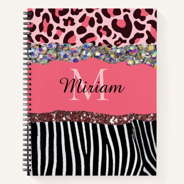 Girly Rose Gold Glitter Drips Blush Pink Notebook (Front)