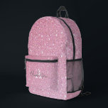 Girly Rose Gold Glitter Sparkles Monogram Name  Pr Printed Backpack<br><div class="desc">Girly Rose Gold Glitter Sparkles Monogram Name Printed Backpack the text, and easily create your personalised Backpack. Click EDIT to change the background colour or text colour. You can TRANSFER this DESIGN on other Zazzle products and adjust it to fit most of the Zazzle items. Standard Studio designs are made...</div>