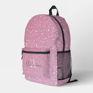 Girly Rose Gold Glitter Sparkles Monogram Name  Pr Printed Backpack