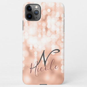 Girly Rose Gold Glittery Monogram iPhone 11Pro Max Case
