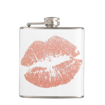 Girly Rose Gold Lips Custom Flask