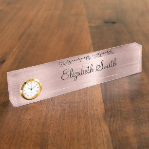 Girly Rose Gold Metallic Nameplate