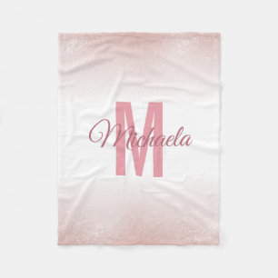 Girly Rose Gold Modern Chic Monogram Elegant Fleece Blanket