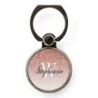 Girly Rose Gold Ombre Faux Glitter Monogram