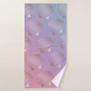 Girly rose gold seashell pattern colourful bath towel set