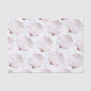 Girly rose gold seashell pattern & white marble tissue paper