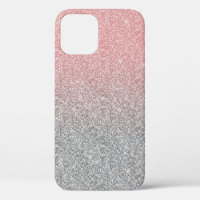 Girly Rose Gold Silver Glitter Ombre Design