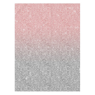 Girly Rose Gold Silver Glitter Ombre Design Tablecloth