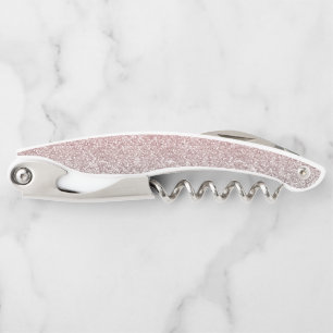 Girly Rose Gold & Silver Ombre Glitter Design Corkscrew