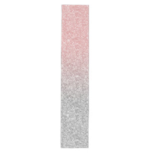 Girly Rose Gold & Silver Ombre Glitter Design Medium Table Runner