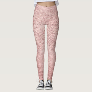 Girly Rose Gold Sparkle Glam Leggings