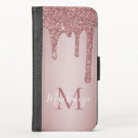 Girly Rose Gold Sparkle Glitter Drips Monogram Case<br><div class="desc">Girly Rose Gold Sparkle Glitter Drips Monogram Phone Wallet with our trendy faux glitter drips in blush pink/rose gold. Designed by Cedar and String. To personalise further, please click the "customise further" link and use the design tool to modify the design. If you need assistance or matching items, please contact...</div>