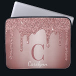 Girly Rose Gold Sparkle Glitter Drips Monogram Laptop Sleeve<br><div class="desc">Girly Rose Gold Sparkle Glitter Drips Monogram laptop sleeve with our trendy faux glitter drips in blush pink/rose gold. Designed by Cedar and String. To personalise further, please click the "customise further" link and use the design tool to modify the design. If you need assistance or matching items, please contact...</div>