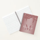 Girly Rose Gold Sparkle Glitter Drips Monogram