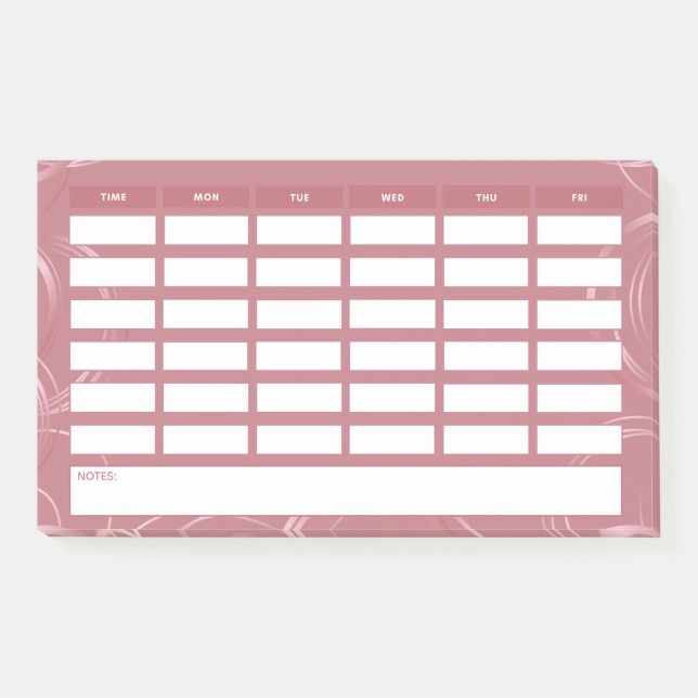 Girly Rose Gold Weekly School Schedule  Post-it Notes (Front)