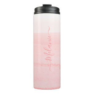 Girly rose ombre custom monogrammed thermal tumbler