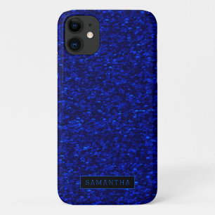 Girly Royal Blue Sparkle Sequins Monogram iPhone 11 Case
