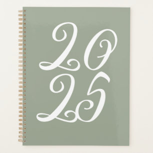 Girly sage green custom cute script year planner