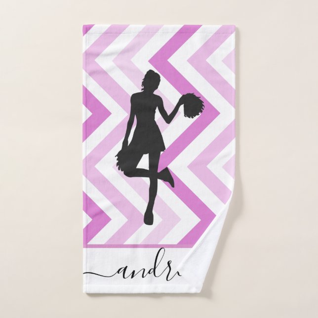 Girly School Cheer Pink Design Cheerleader's Name Hand Towel (Hand Towel)