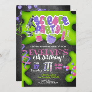Girly Science Birthday Invitation for Girls