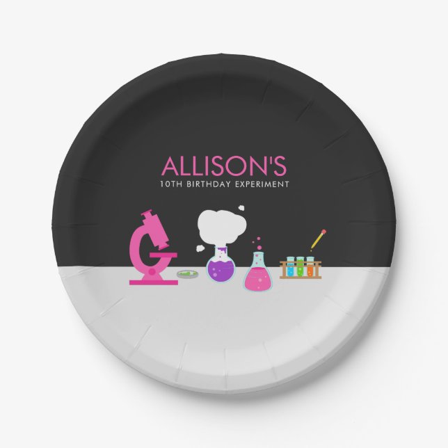 Girly Science Party Paper Plate (Front)