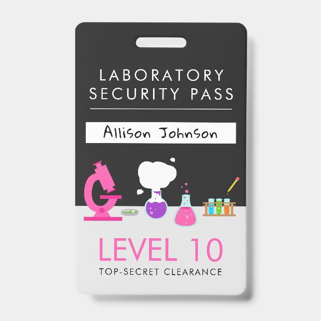 Girly Science Party Security Pass ID Badge (Front)