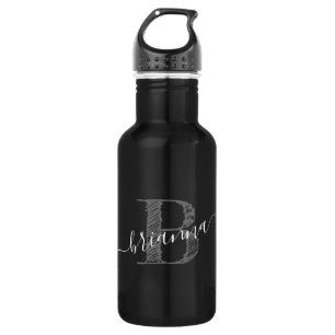 Girly Script Artsy Sketched Monogram Name Black 532 Ml Water Bottle