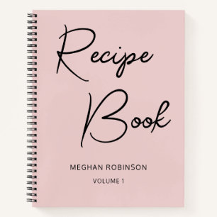 Girly Script Cookbook Blush Personalised Recipe Notebook