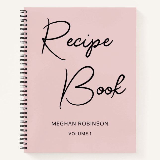 Girly Script Cookbook Blush Personalised Recipe Notebook (Front)