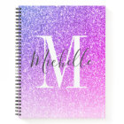 Girly Script Purple Pink Glitter Sparkles Monogram