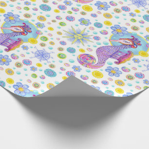 Girly Seahorse sea theme wrapping paper