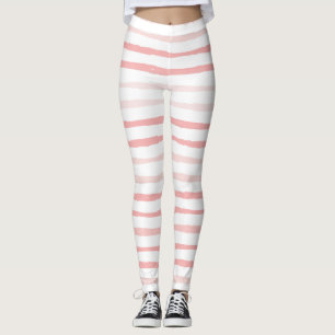 Girly Serene Dusty Pink Organic Stripes Leggings