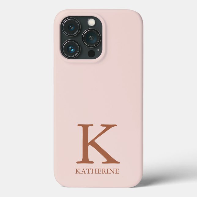 Girly serif monogram name plain blush pink stylish Case-Mate iPhone case (Back)